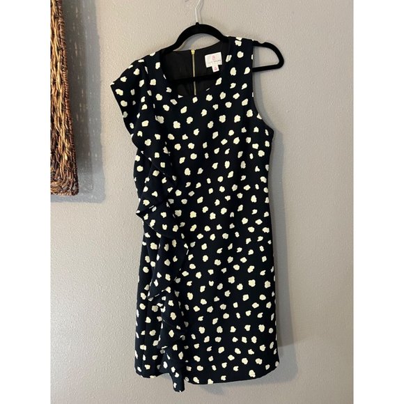 Julie Brown Dress 10 Black Ivory Stretch Career Church Washable - Picture 10 of 11